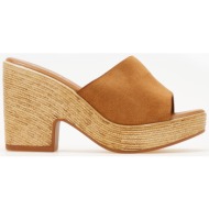  τσόκαρα/clogs με suede φάσα - κάμελ