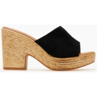  τσόκαρα/clogs με suede φάσα - μαύρο