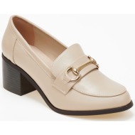  loafers με χοντρό τακούνι και μεταλλική λεπτομέρεια - μπεζ