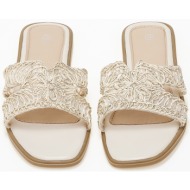  σανδάλια slides με πλεκτό σχέδιο - μπεζ