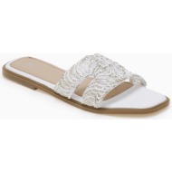  σανδάλια slides με πλεκτό σχέδιο - λευκό