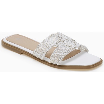 σανδάλια slides με πλεκτό σχέδιο - λευκό