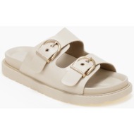  σανδάλια flatform με ρυθμιζόμενες ζώνες και αγκράφες - μπεζ