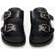  σανδάλια flatform με ρυθμιζόμενες ζώνες και αγκράφες - μαύρο