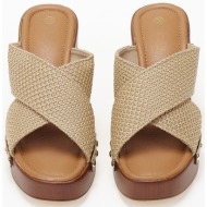  γυναικεία clogs / τσόκαρα με φάσες χιαστί. - πούρο