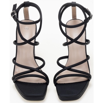 ψηλά πέδιλα με χοντρό τακούνι και λεπτή