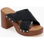  γυναικεία clogs / τσόκαρα με φάσες χιαστί. - μαύρο