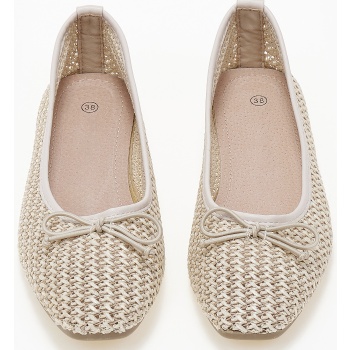 ballet shoes με ψάθινο πλεκτό σχέδιο