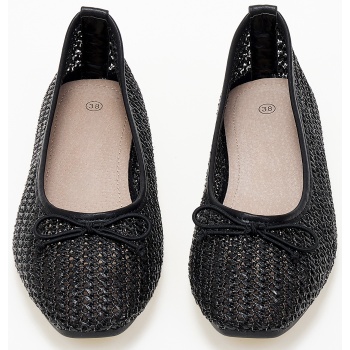 ballet shoes με ψάθινο πλεκτό σχέδιο