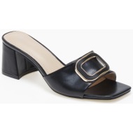  mules με χοντρό τακούνι και αγκράφα - μαύρο