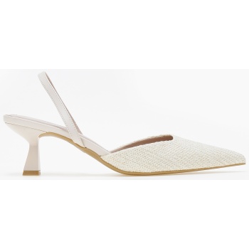 slingback μυτερές γόβες με σχέδιο ψάθας