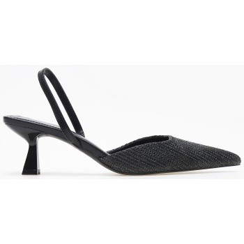 slingback μυτερές γόβες με σχέδιο ψάθας