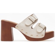  γυναικεία clogs / τσόκαρα με suede υφή - μπεζ