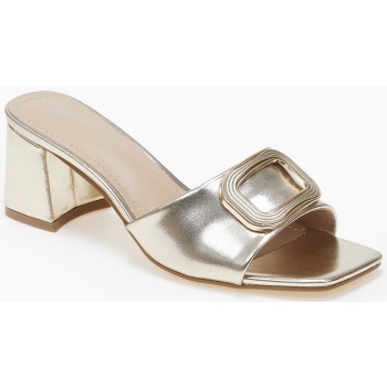 mules με χοντρό τακούνι και αγκράφα 