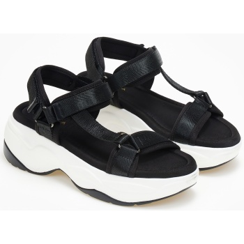 σανδάλια flatform με velcro - μαύρο
