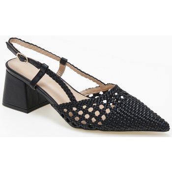 open heel μυτερές γόβες με χοντρό