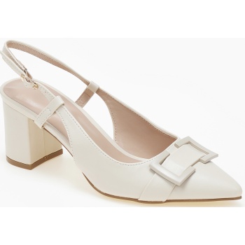 μυτερές εξώφτερνες γόβες με χοντρό