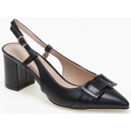  μυτερές εξώφτερνες γόβες με χοντρό τακούνι και αγκράφα - μαύρο