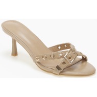  mules με μεταλλικές λεπτομέρειες σε χιαστί σχέδιο - nude