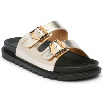 σανδάλια flatform με αγκράφες - χρυσό