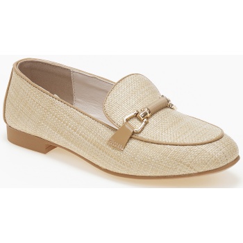 basic γυναικεία loafers με ψάθα και