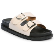  σανδάλια flatform με αγκράφες - μπεζ