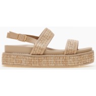  σανδάλια flatform με ψάθα - πούρο