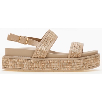 σανδάλια flatform με ψάθα - πούρο