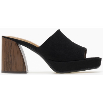 mules με suede υφή και χοντρό τακούνι 