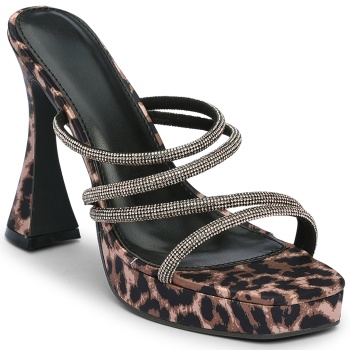 ψηλά mules με φιάπα και λουράκια στρας