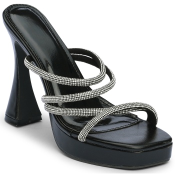 ψηλά mules με φιάπα και λουράκια στρας