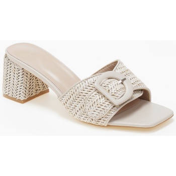 mules με ψάθινο σχέδιο και χοντρό
