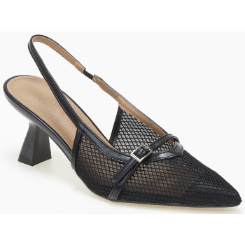 μυτερές slingback γόβες με δίχτυ - μαύρο