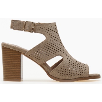 πέδιλα με χοντρό τακούνι και διάτρητο