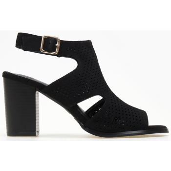 πέδιλα με χοντρό τακούνι και διάτρητο