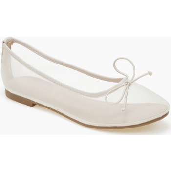 μπαλαρίνες με δίχτυ και φιογκάκι - μπεζ