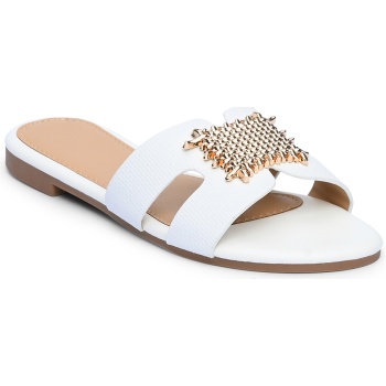 φλατ mules με μεταλλική λεπτομέρεια 