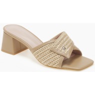  mules σε καρέ γραμμή με χοντρό τακούνι - πούρο