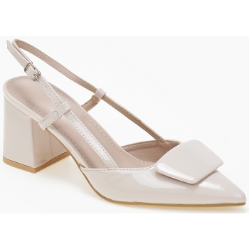 open heel μυτερές γόβες λουστρίνι με