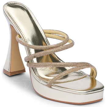 ψηλά mules με φιάπα και λουράκια στρας