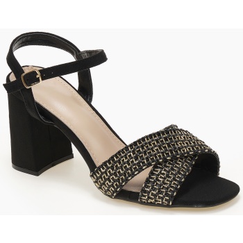 πέδιλα με χοντρό τακούνι και χιαστί