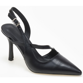 γόβες ψηλές μυτερές, open heel με λεπτό