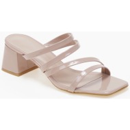  χαμηλά mules λουστίνι με χοντρό τακούνι - μπεζ