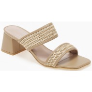  mules με χοντρό τακούνι και σχέδιο ψάθας - πούρο