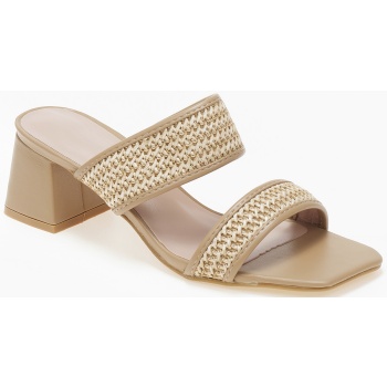 mules με χοντρό τακούνι και σχέδιο