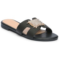  φλατ mules με μεταλλική λεπτομέρεια - μαύρο