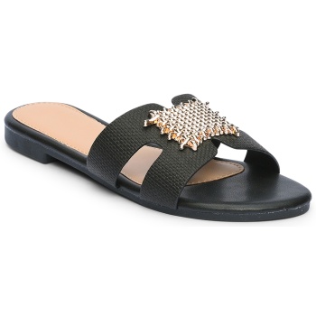 φλατ mules με μεταλλική λεπτομέρεια 