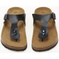  γυναικεία σανδάλια flatform με αγκράφα και δίχαλο - μαύρο