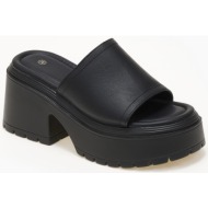  γυναικεία flatform με ψηλή σόλα και τακούνι - μαύρο