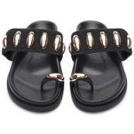  σανδάλια flatform με toe ring και μεταλλικές λεπτομέρειες - μαύρο